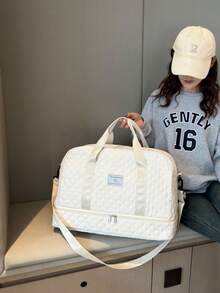 New Simple Luggage Bag, Fashionable And Versatile, Casual Sports And Fitness Bag, Short-Distance Travel, Sports, Large Capacity, Waterproof, Versatile And Exquisite Bag, College Student, Maternity Bag, Travel Bag With Independent Shoe Compartment, Can Be Set With A Trolley, Holiday Gift, Lightweight And Foldable,Men And Women Unisex Tote Bag Duffle Bag Cruise Essentials Storage,Back-To-School Supplies, Travel Essentials - Black and White - View 2