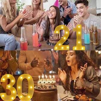 1pc LED Illuminated Number Light, 21.8cm Height, Suitable For 16th, 18th, 21st, 30th, 40th, 50th, 60th, 70th, 80th Birthday Decoration, Decorative LED Number Light, Birthday Party Decor, Battery Powered LED Decoration, Suitable For Birthday, Anniversary, Wedding, Christmas, Valentine's Day, Graduation & New Year Celebration, Home Party, Holiday Decoration, Bar, Cafe, Room Decor, Good Gift For Friends And Family (Warm White, No Battery Included, Free Combinaiton)