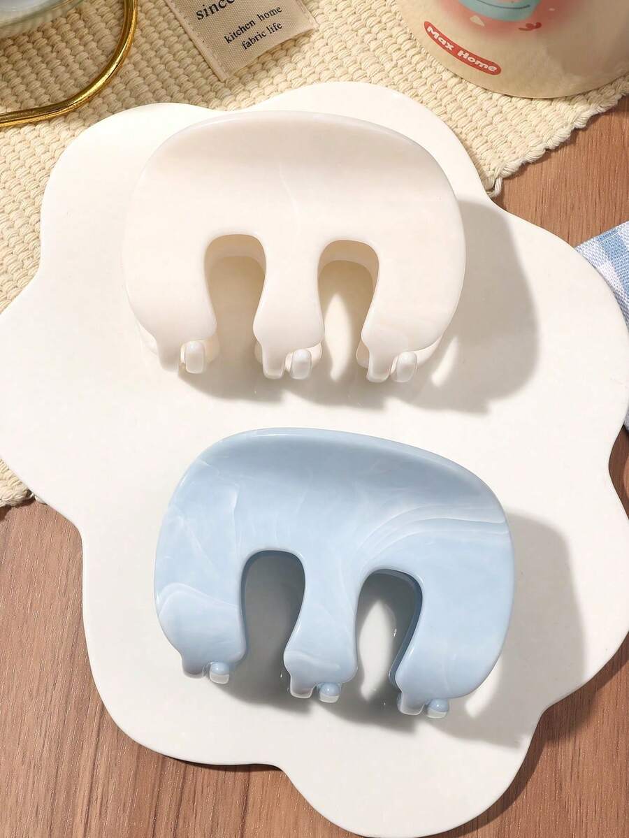 2 件夏季波西米亚风格发夹，大理石渐变树脂 M 形发夹，适合女士和女孩，可爱的海滩风格发饰，适合度假和音乐节 - 彩色 - 查看 1