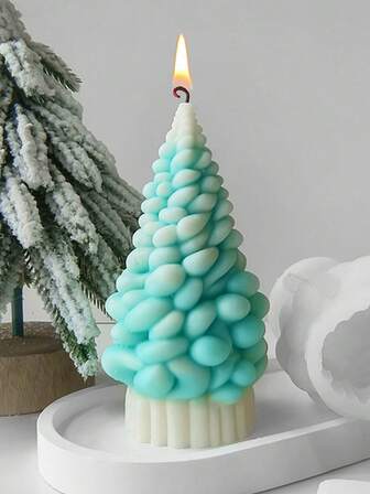 1pc Wishing Christmas Tree Candle Silicone Mold, DIY Scented Plaster Decoration Candle Wax Melts Plaster Craft Mold