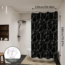 优质黑色大理石纹浴帘，奢华风格，易于清洁，防水，不透明，适用于浴室、酒店、家庭、学校，各种尺寸，可调节，带挂钩浴室装饰