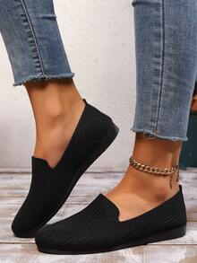 Women's Comfy Breathable Casual Slip-On Athletic Sneakers - Black - View 3