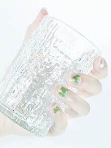 Full Wrap Nail Polish Stickers 1 Sheets Set Summer Nail Art Wraps Self-Adhesive Nail Polish Stickers Waterproof Long-Lasting Fashionable Gel Nail Strips DIY - Lime Green - View 4