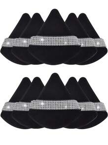 1/3/5/10/15/24 件装黑色三角化妆海绵套装，水晶绒短绒材质，柔软粘性强，适用于化妆、家居装饰、梳妆台、旅行、卧室等场合，是理想的化妆配件。套装包含粉扑、化妆海绵、化妆海绵、化妆海绵，价格实惠，是圣诞礼物或圣诞袜填充物的绝佳选择。 - 黑色 - 查看 10