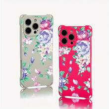 Funda para teléfono (1 unidad). Diseño con estampado floral azul. Incluye orificios para colgar en las cuatro esquinas. Compatible con 16 Plus, 14, 13 Pro, 15 y 12. Funda blanda impresa en TPU. - Colores mixtos 2 - Ver 6
