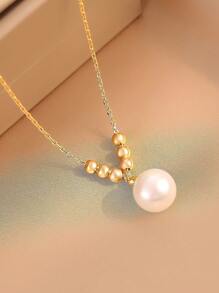 1 pièce Collier pendentif boule porte-bonheur en argent sterling S925, design minimaliste à la mode, style rétro élégant, chaîne pour la clavicule, polyvalent pour un port quotidien, cadeau idéal