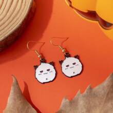 1 par/6 pares de pendientes novedosos y de moda con diseños de gato, murciélago, momia y escoba de bruja para mujeres, regalos de fiesta de Halloween para amigos