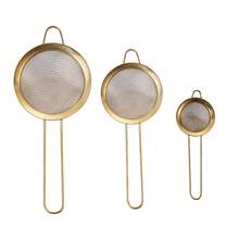 3pcs/1pc Stainless Steel Fine Mesh Tea Sieve With Handle - Japanese Matcha Powder Sieve - Gold - View 9