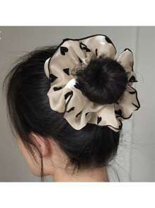 3pcs Set - Colon Hair Scrunchies, Heart Shaped Chiffon Crop Top, Round Dot Patterned Accessory Pack For Women, Hair Ties, Scrunchy Hair Ties, Hair Bobbles, Washing Face, Hair Accessories ,Head Piece