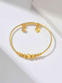 1pc EU&US Fashion Elegant Minimalist Commuter Golden Color Adjustable Open Bangle Bracelet For Women - A - View 3