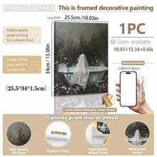 1 件浴缸里的鬼魂，万圣节装饰，鬼魂浴室印刷品，艺术海报印刷品，黑暗学院，复古海报，哥特式绘画，恐怖万圣节墙壁艺术，适用于宿舍、浴室、客厅、房间墙壁装饰，裱框艺术，易于悬挂