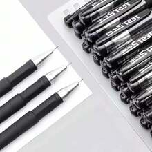 15 支速干中性笔，0.5 毫米，黑色墨水 - 书写流畅，超干，口袋夹设计圆珠笔，非常适合签名、办公室和学校使用