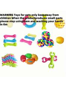 16-Piece Pack Of Sturdy, Bite-Resistant And Teething Dog Chew Toys - Spring/Summer Outdoor Vent Interactive Training Teething Toys In A Variety Of Shapes And Textures, Plastic Materials, Colors And Styles Cool It Is Suitable For Medium And Small-Sized Dogs. Large Dogs Have A High Bite Force And Are Prone To Damage - Multicolor - View 5