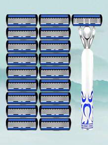 Men's And Women's Universal Manual Shaver, 6-Layer Stainless Steel Hair Removal Razor Blade, Replaceable Shaver Head Shaving Tool, Suitable For Men's Hair Removal, Facial Hair Removal, Barber, Hair Clipper, Hair Accessories, Hair Cutting, Anti Slip Handle, Personal Care And Gifts