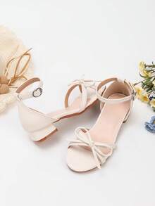 1 双夏季新款时尚小女孩加大码高跟凉鞋，舒适日常休闲凉鞋，花朵装饰罗马风格大码高跟鞋，适合舞蹈表演、婚礼、派对、公主鞋