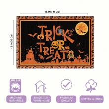 1 pieza/4 piezas Manteles individuales de lino de Halloween, manteles individuales para el desayuno o la cena, accesorios de cocina, fáciles de limpiar, aptos para fiestas de Halloween, mesa de comedor, hogar, restaurante, decoración de restaurante, con diseños de calabaza, bruja y fantasma