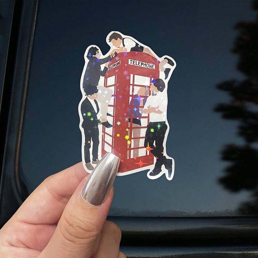 一体式卡通乙烯基贴纸 - 哑光饰面，用于汽车、笔记本电脑和滑板的自粘贴花 - 一次性设计