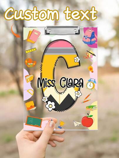 1 pieza Portapapeles personalizado para maestros, Personaliza el portapapeles de maestro con 26 letras, Regreso a la escuela para maestros, Apreciación a los maestros, Portapapeles personalizado, Portapapeles de acrílico para maestros, Elemento imprescindible para el aula, Regalos personalizados, Decoraciones navideñas, Regalos para maestros, Hay dos tamaños para elegir, Decoración de oficina