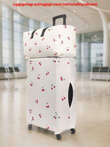 1pc Luggage Cover + 1pc Travel Bag, Plant Pattern Print, Unisex, Durable & Washable, Suitable For Travel, Family Visit Or Outing (Luggage Not Included) - Multicolor - View 21