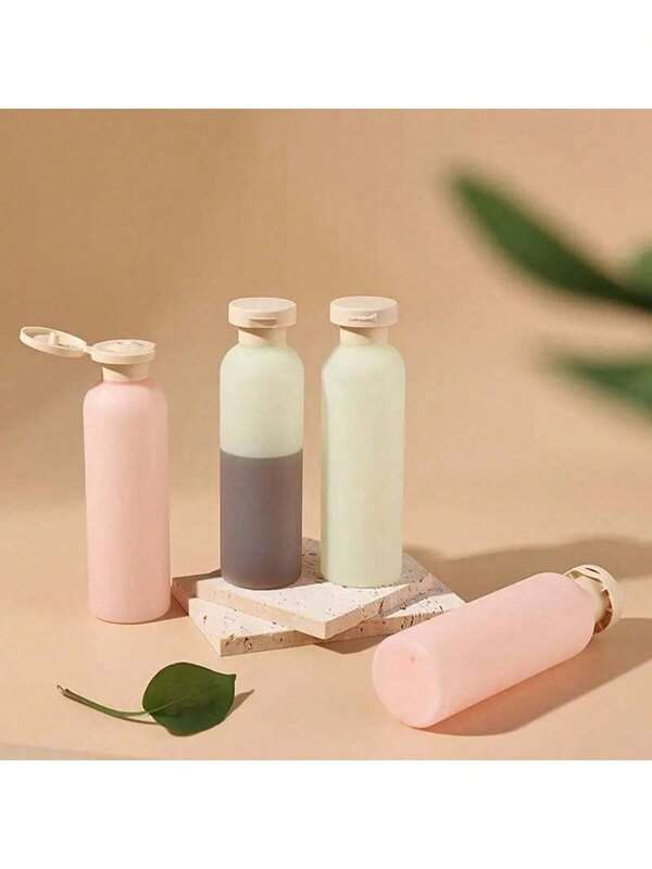 2pcs 6.76oz Refillable Squeeze Bottles With Flip Cap, Clear Color, Leak-Proof Plastic Travel Containers, Suitable For Shampoo, Conditioner, Cream, Lotion - Green And Pink, Lotion Travel Bottles, Empty Bottles, Travel Accessories