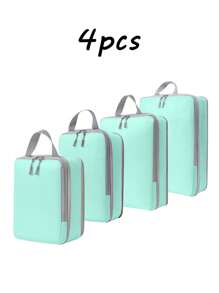 4 PIEZAS Cubos de embalaje de compresión para organizadores de viaje, organizadores de embalaje de viaje, cubos de equipaje para empacar ultraligeros y expandibles, bolsas de cubos de embalaje de compresión de viaje, organizadores de equipaje portátiles, estuches de almacenamiento de equipaje a prueba de agua, organizador de ropa para cajones