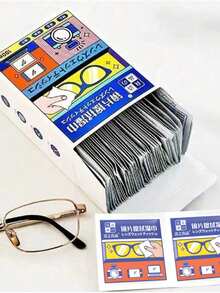 100片装眼镜清洁湿巾，镜片清洁湿巾，眼镜清洁液，屏幕清洁湿巾，适用于旅行、户外、运动、办公、学校、腰带、眼镜等。