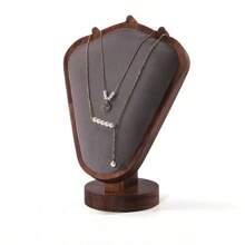 1pc Walnut Wood Color Jewelry Display Stand, High-End Jewelry Counter, Displaying Props Such As Bracelets, Watches, Necklaces, And Ring Racks For Women Storage Organizer Travel Essentials Back To School Dormitory Storage