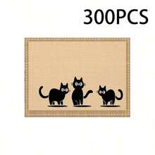 1/4/6/Stück kreatives abstraktes Tischset aus Leinen mit einfachem Katzenmuster, Größe 30 x 45 cm/12 x 18 Zoll, mit mehreren Stilen zur Auswahl, geeignet als Schreibtischdekoration, Familienfeiern, Küchen- und Restaurantdekoration. - Verschiedenfarbig - Übersicht 28