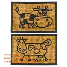 Coir Front Door Mat - Stylish Cursive Design Natural Coconut Fiber Entryway Doormat For Outdoor Use - Set Of 2 - Durable & -Friendly Floor Mats