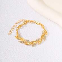 سوار أنيق معلق به ورقة من طبقة الذهب ال- 18 قيراط، مرصع بالراين ستون، مناسب للزفاف والسفر والنزهات والحفلات وأوقات الصيف، مجوهرات غربية وإكسسوارات شاطئية وأحداث رسمية