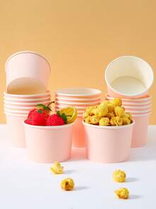 25/10pcs Set Disposable Solid Color Paper Bowls, Party Cups, Ice Cream Cups, Snack Boxes, Birthday Party Decorations, Family Party, Picnic, Restaurant, Takeout Disposable Tableware Supplies - Multicolor - View 14