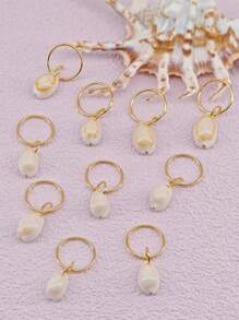 5/10pcs Beach Resort-Style Shell Braid Decorative Ring Headwear Ring For Ladies' Party Gifts (Hand-Polished Shells.The Shape And Specification Are Slightly Different, Which Is A Natural Phenomenon.)