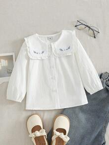 女童长袖衬衫，新款 - 白色 - 查看 1