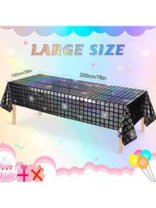 Bộ 3 khăn trải bàn tiệc Disco, Khăn trải bàn hình chữ nhật dùng một lần bằng laser lấp lánh, Khăn trải bàn bằng nhựa ba chiều màu bạc dùng cho tiệc sinh nhật theo chủ đề Disco thập niên 70, 39 X 78 inch, Ngày lễ tình nhân trở lại trường - Bạc - Xem 7
