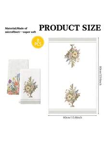 2Pcs Blue Floral Bohemian Floral Dragonfly Tulip Vase Spring Farmhouse Summer Floral Navy And Cream Striped Bow Chinoiserie Print Vase Pattern Kitchen Towels Farmhouse Dish Towels Kitchen Dish Hand Tea Towels Kitchen Drying Dish Towels For Kitchen Dining Room Table - White - View 2