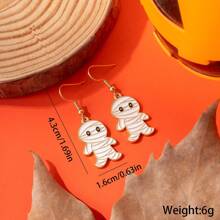 1 par/6 pares de pendientes novedosos y de moda con diseños de gato, murciélago, momia y escoba de bruja para mujeres, regalos de fiesta de Halloween para amigos