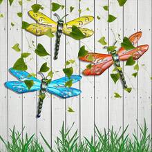 OBABA Metal Dragonfly Wall Decor, Outdoor Yard Art Fence Decor Garden Hanging Decorations For Patio, Indoor Home, Living Room, Bedroom,3 Pack (S)