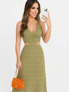 Octavia Dress - Olive Green - View 3