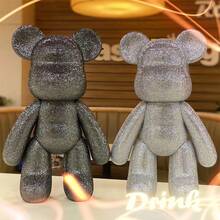 1 件 23 厘米 DIY 自粘钻石熊雕像水钻泰迪熊闪光贴花小雕像玩具装饰礼物情人节礼物