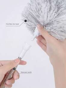 1 件可伸缩手柄吊扇除尘器，家庭清洁天花板除尘工具，可拆卸和可清洗超细纤维天花板和风扇除尘器，适用于厨房、客厅、卧室、走廊 - 灰色 - 查看 5