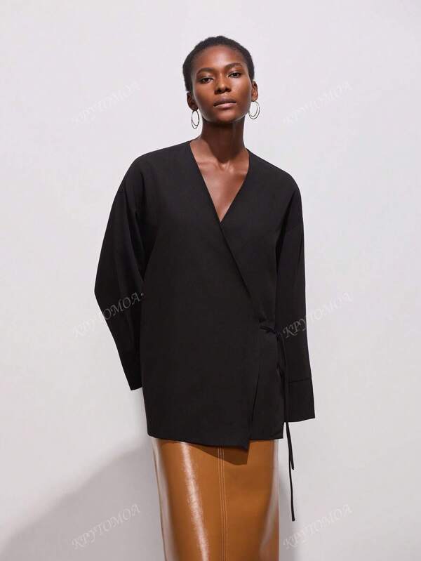 Oversized Double Lapel Belted Kimono Jacket