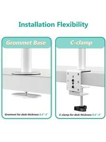 Triple Monitor Stand, Fully Adjustable Three Monitor Desk Mount Fits 3 Screens Up To 27 Inch, 22 Lbs.Weight Capacity Per Arm (M003-W), White - 白色 - 查看 8