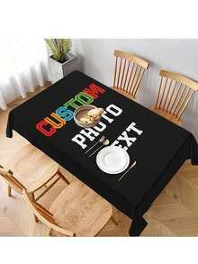 Toalha de mesa retangular personalizada de 1 peça, adicione sua própria foto, logotipo, texto para personalizar, toalha de mesa à prova de óleo e fácil de limpar, adequada para casamento, festa, restaurante, atividades ao ar livre, piquenique, todos os feriados - Multicolorido - Ver 6