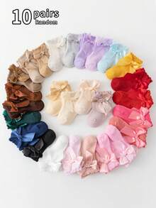 12pcs Bow Decorated Short Socks Suitable For 0-5 Years Old Baby Girls - Multicolor - View 62