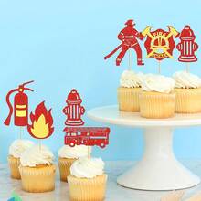 Decoraciones de pastel de cumpleaños de bombero, decoración de pastel de camión de bomberos y bombero, decoración de fiesta de cumpleaños con temática de bomberos, adorno para pastel - Multicolor - Ver 6