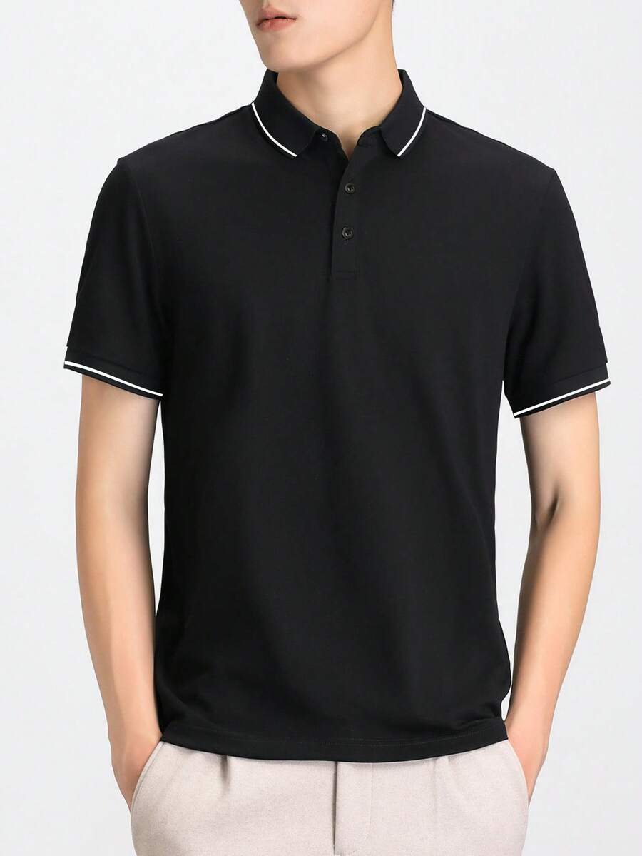 男士纯色 Polo 衫，休闲时尚，适合日常穿着