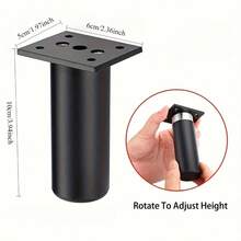 4PCS Aluminium Alloy Furniture Legs - Round Adjustable Sofa Legs Furniture Cabinet Legs, Funiture Feet For Cabinet Desk Table Chair Sofa Bed, Silver