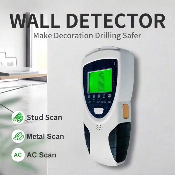 Detector de vigas en la pared - detector de vigas con microprocesador inteligente y pantalla LCD HD, detector de vigas que encuentra el centro y el borde de vigas de madera, cables CA, vigas metálicas y tuberías