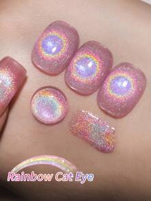 XEIJAYI 1Pc 15Ml Rainbow Cat's Eye Nail Polish Soak Off UV LED Gel Varnish Nail Art For Women DIY-No Magnetic Stick Included - 粉色 - 查看 5