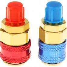 2Pcs Premium Brass AC R134A Quick Coupler Connector Adapters - High-Low Pressure Manifold Fittings For Air Conditioning Refrigerant - Durable, Corrosion-Resistant, And Easy To Install
